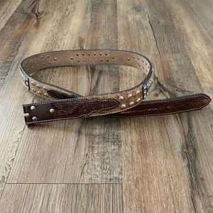 Western Rhinestone Belt with Hide